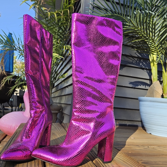 INC Concepts Tall Metallic Pink Boots - Picture 10 of 15